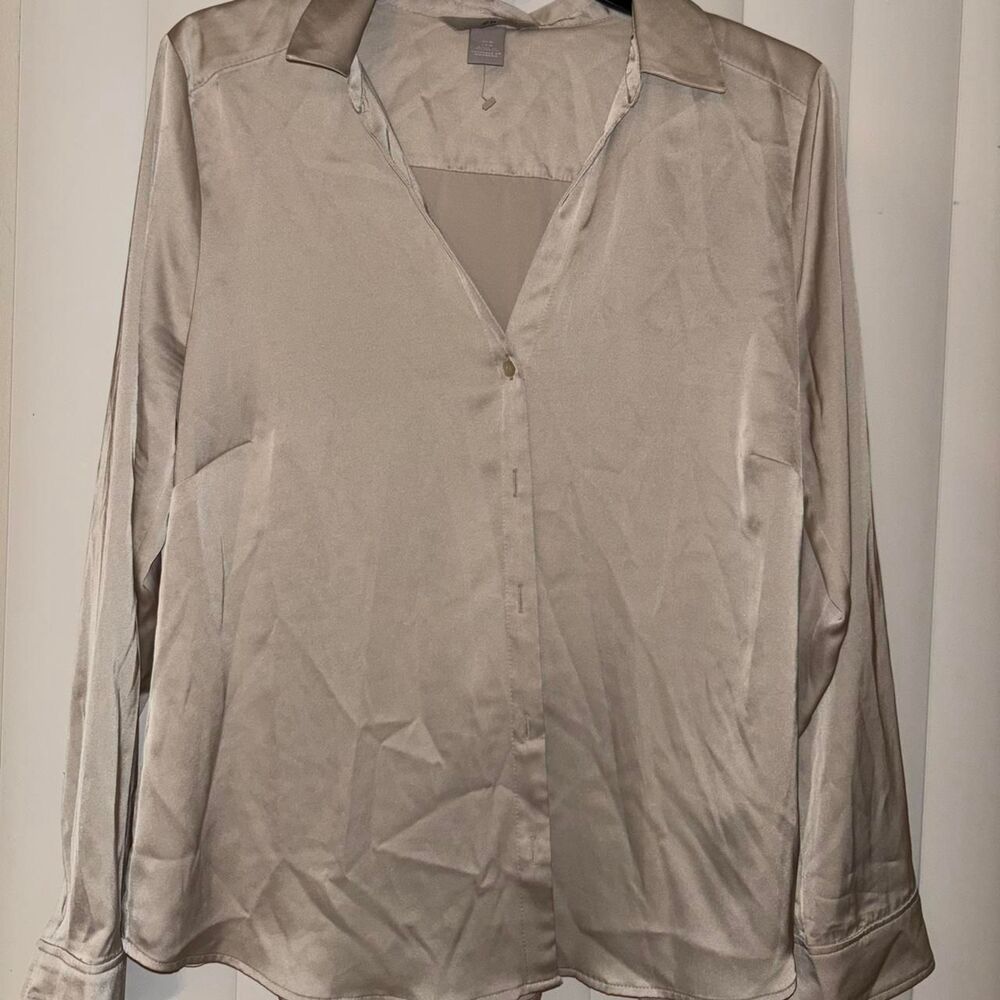 Women's Cream and Tan Blouse